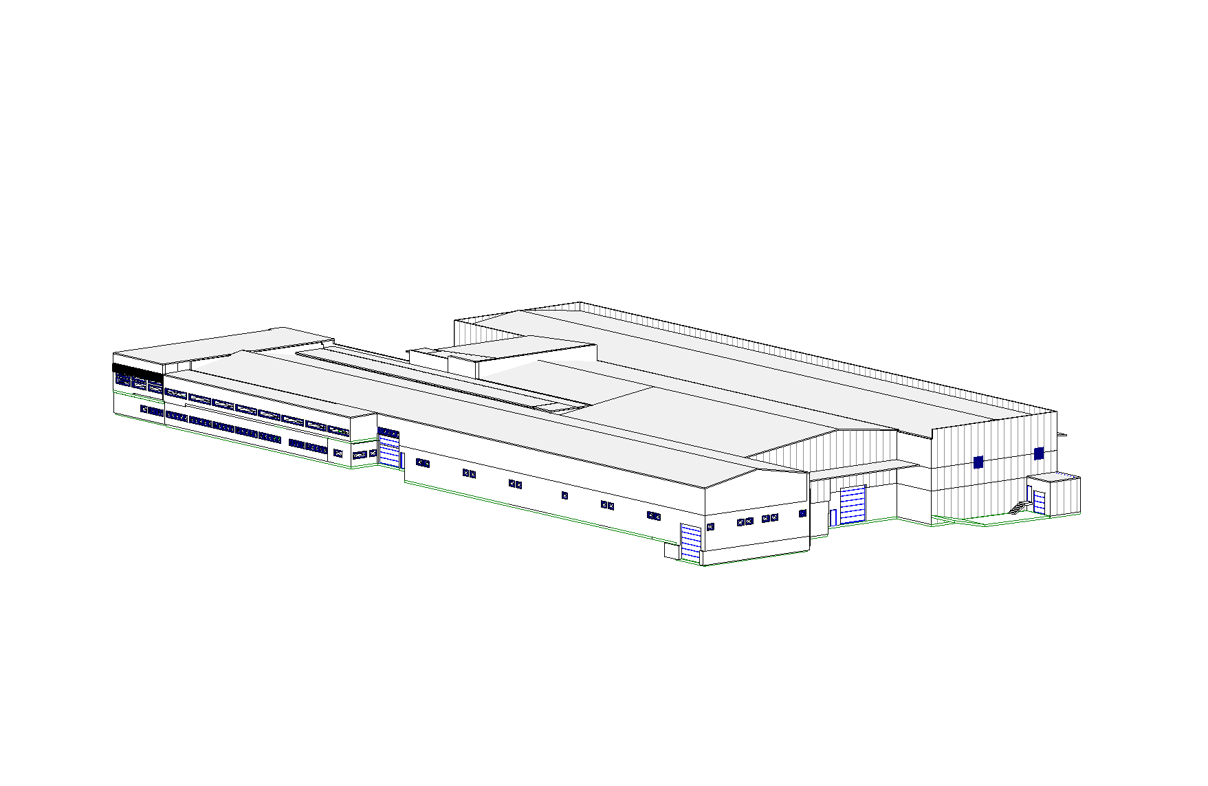 BIM model of the industrial hall developed from the point cloud